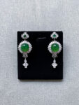 Superior Round Jade T Arrangement Earrings - Rhodium White Gold, Jade