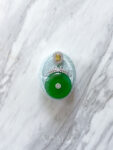 Superior Round Jade Decorated Top Pendant - Rhodium White Gold, Jade