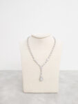 Pear Chandelier Necklace - Rhodium White Gold
