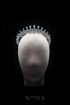Royal Pear Halo Crown - Rhodium White Gold