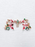Colorful Twin Koi Lotus Pond Haircomb - Gold