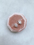 Oval T Arrangement Small Earrings - 18k Rose Gold, White Diamond (Needle)