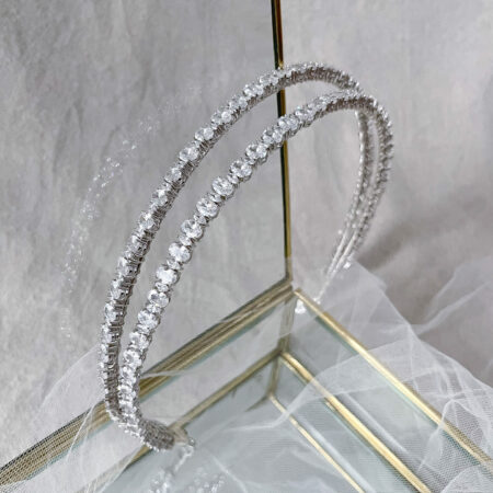 Oval Small Marquise Double Headband - Rhodium White Gold