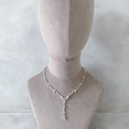 Dangling Marquise and Pear Necklace - Rhodium White Gold