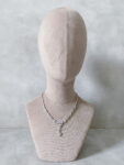 Double Oval Bezel Necklace - Rhodium White Gold