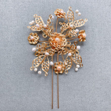 Butterfly Lotus Art Hairpin - Gold