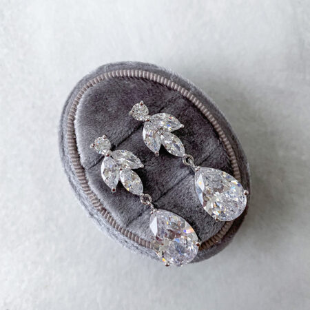 Marquise Garden Pear Earrings - Rhodium White Gold