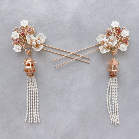Pagoda Ruby Hairpin - Gold, Ruby (Left)