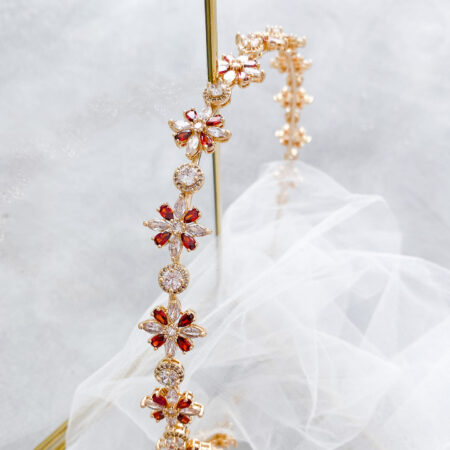Floral Blossom Headband - 18k Yellow Gold, Ruby