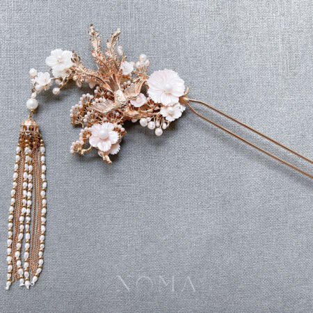 Phoenix Blossom Hairpin - Gold, Pink (Right)