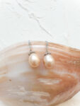 Snowflakes Baroque Pearl Earrings - Rhodium White Gold, Pink Pearl