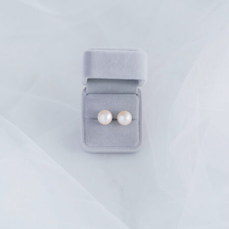 Pearl L Earrings 12 mm - Unplated Silver, Pink Pearl