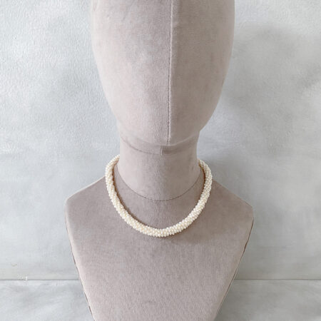 Twist Pearl Choker - Rhodium White Gold, White Pearl