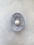 Pass Through Solitaire Pearl 13-14 mm Pendant - Rhodium White Gold, White Pearl