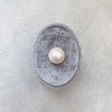 Pass Through Solitaire Pearl 14-15 mm Pendant - Rhodium White Gold, White Pearl