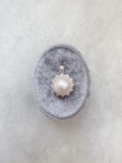 Round Pearl 12 mm Halo Pendant - Rhodium White Gold, White Pearl