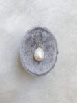 Solitaire Teardrop Pearl Large Pendant - Rhodium White Gold, White Pearl