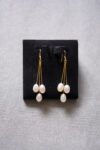 Chain Oval Pearl Earrings - 18k Yellow Gold, White Pearl