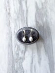 Oval Pearl Drop Earrings - Unplated Silver, White Pearl (Clip)