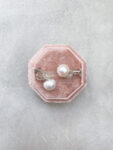 Pearl Stud Earrings - Unplated Silver, White Pearl (Clip)