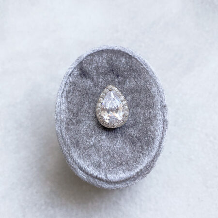 Pear Halo Pendant - Rhodium White Gold