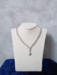 Paved Pear Necklace - Rhodium White Gold