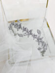 Paved Flower Leaves Headband - Rhodium White Gold
