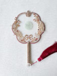 Prosperity Eight Fan - Gold, Ruby