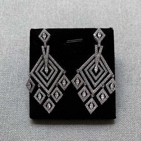 Trapezia Earrings - Rhodium White Gold