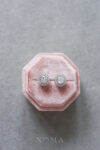 Round Bezel 1 ct Earrings - Rhodium White Gold (Needle)