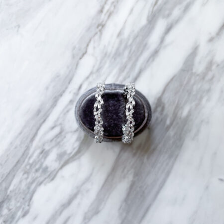 Geometrical Hoop Earrings - Rhodium White Gold