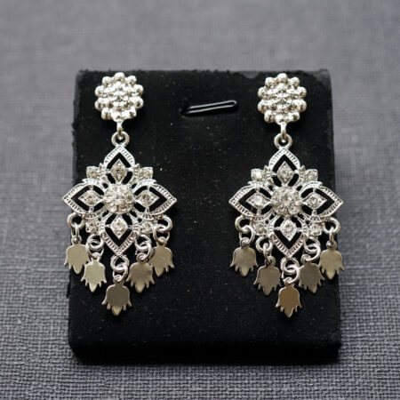 Quadrant Crystal Earrings - Rhodium White Gold