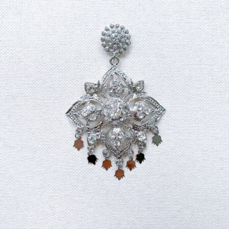 Quadrant Crystal Pendant - Rhodium White Gold