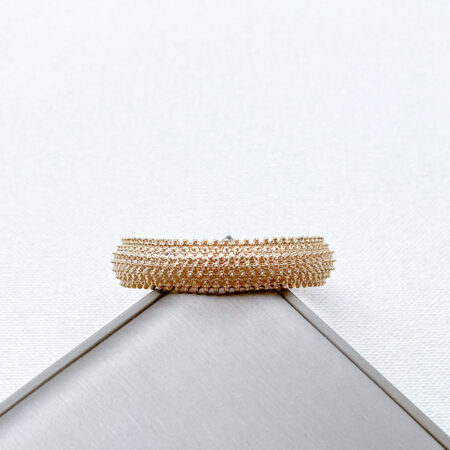 Paved Flower Bangle - 18k Yellow Gold