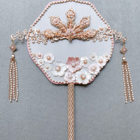 3D Peacock Spring Floral Fan - Gold