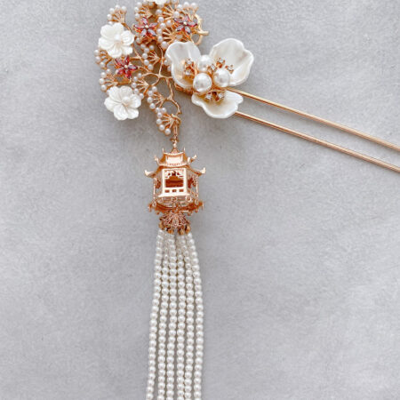 Pagoda Ruby Hairpin - Gold, Ruby (Right)