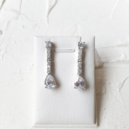 Waterfall Earrings - Rhodium White Gold (Needle)