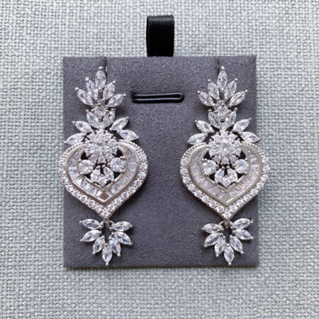 Royal Heart Earrings - Rhodium White Gold