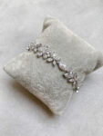 Flower and Marquise Chain Bracelet - Rhodium White Gold