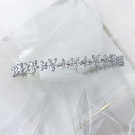 Five Petals Marquise Mix Headband - Rhodium White Gold