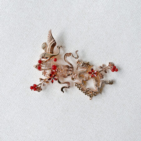 Dragon and Crane Heaven Hairvine - Gold, Ruby (Left)