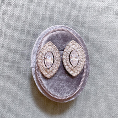 Marquise Eye Earrings - Rhodium White Gold