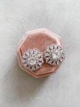 Round Rays Earrings - Rhodium White Gold