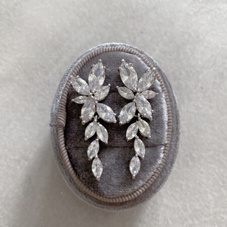 Floral Arrangement Earrings - Rhodium White Gold