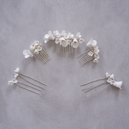 Clay Flower Simple Set - White Silver (7 pcs)