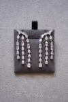 Triple Fringe Mix Stones Earrings - Rhodium White Gold, White Diamond