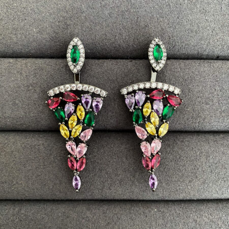 Pythagoras Ear Jackets - Black Rhodium, Rainbow