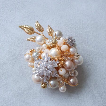 Empress Brooch - Gold, Pink
