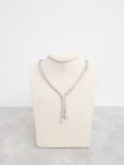 Double Fringe Pear Necklace - Rhodium White Gold