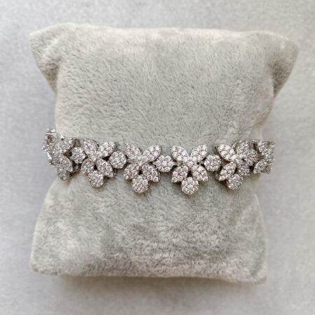 Tree Paved Bracelet - Rhodium White Gold